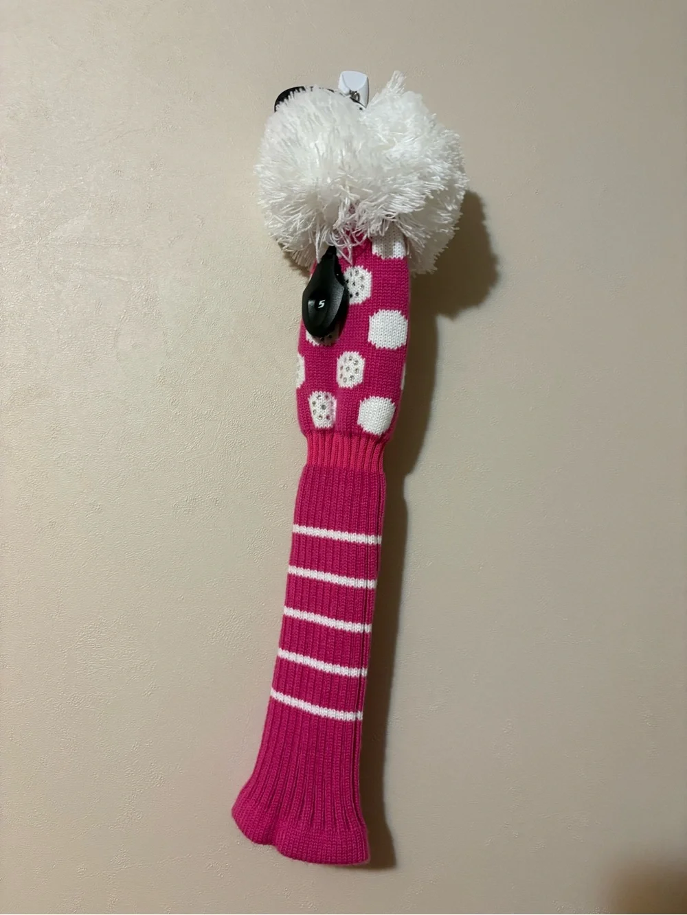 Golf Pink & White Dot Knit Headcover Just4Golf NWT